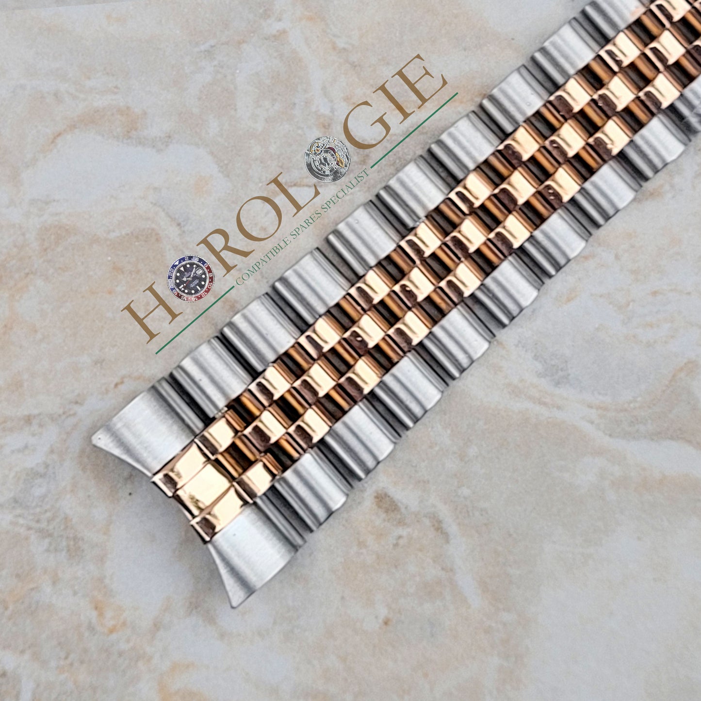 Rolex style Rose "Gold" & SS "Jubilee" bracelet- 20mm Solid end links