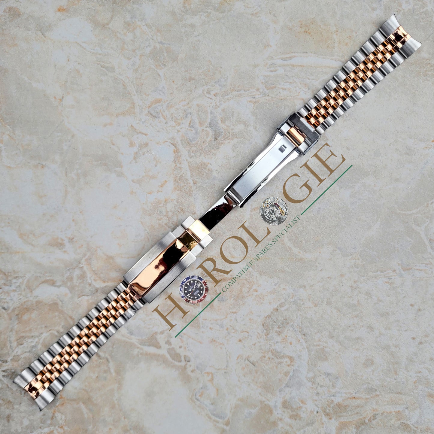 Rolex style Rose "Gold" & SS "Jubilee" bracelet- 20mm Solid end links