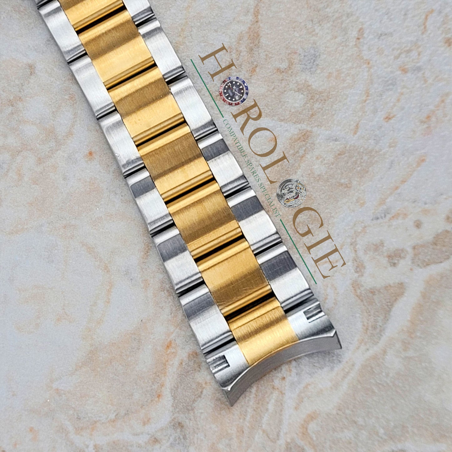 Rolex style SS & Yellow "Gold" Oyster bracelet - 20mm Solid end links