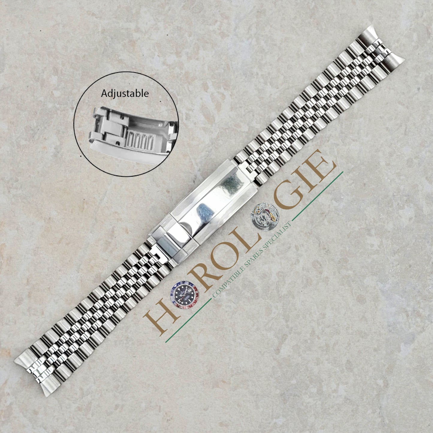 Rolex style SS "Jubilee" bracelet- 20mm Solid end links with SLIDELOCK clasp