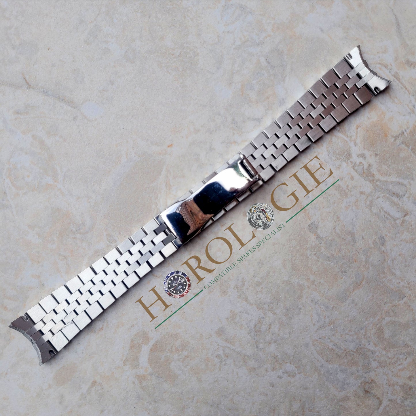 Rolex style SS "Super Jubilee" bracelet- 20mm Solid end links w concealed clasp