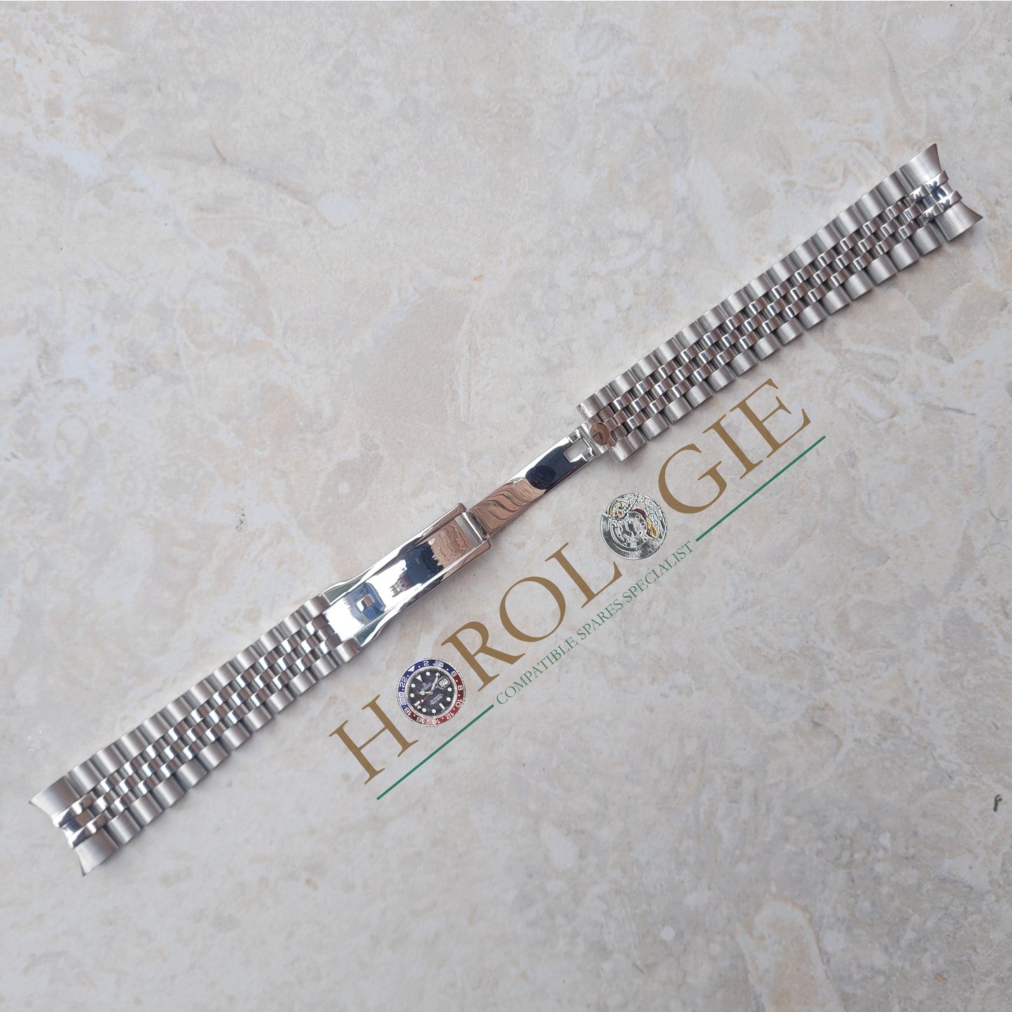 Rolex style SS "Super Jubilee" bracelet- 20mm Solid end links w concealed clasp