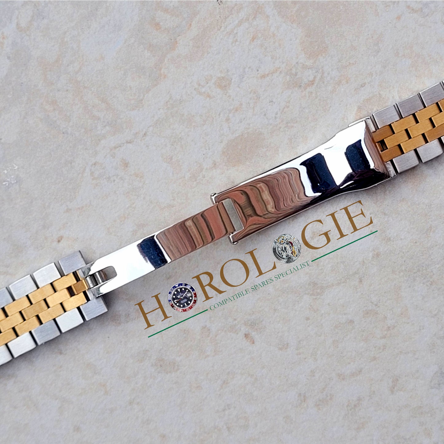 Rolex style Two Tone Yellow Gold "Super Jubilee" bracelet- 20mm Solid end links