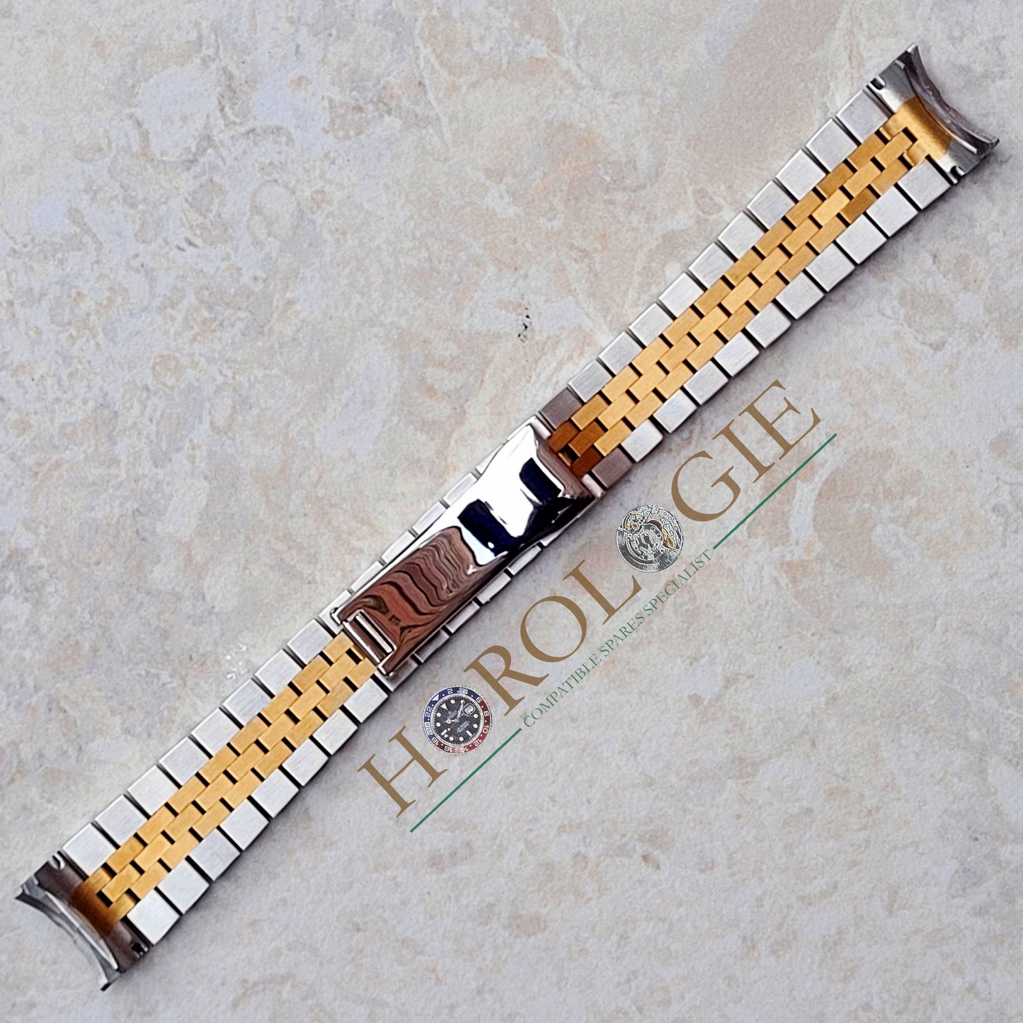 Rolex style Two Tone Yellow Gold "Super Jubilee" bracelet- 20mm Solid end links