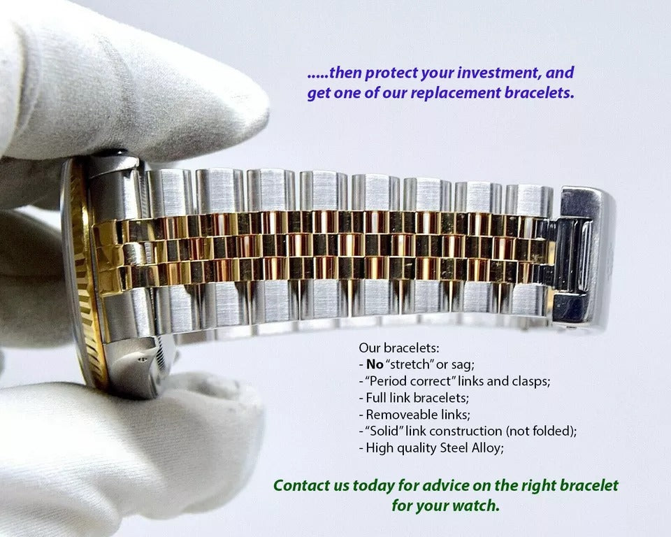 Rolex style SS "Jubilee"  bracelet- 20mm Solid end links with SLIDELOCK clasp