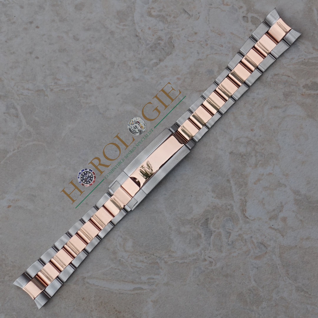 Rolex style Two Tone SS & Rose "Gold" Oyster bracelet -20mm Solid end links